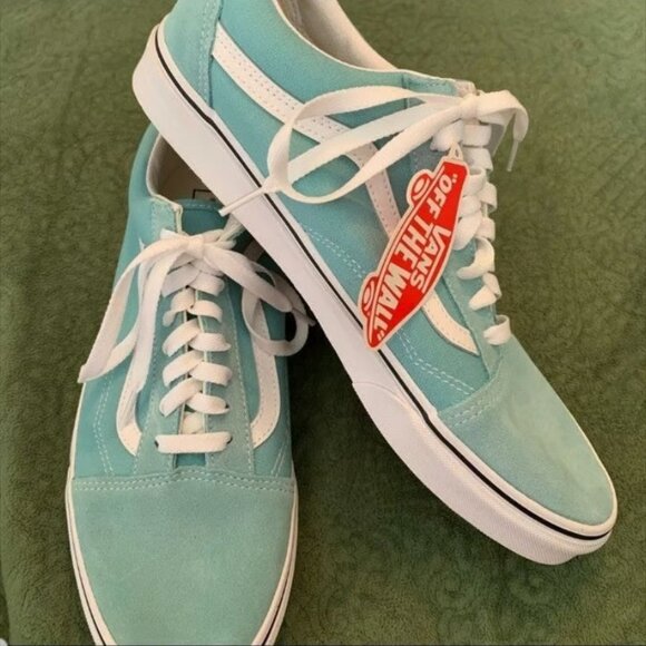 Vans Old Skool Shoes Aqua Haze/True White Mens Size 11.5 - Picture 2 of 5